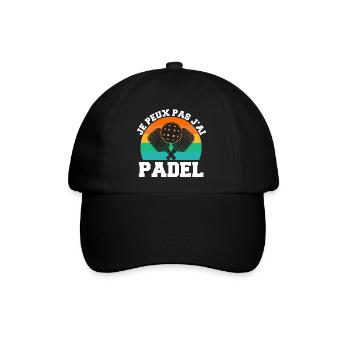Ich kann nicht, ich habe Padel, Padelist, Padelspieler, - Baseballkappe - Schwarz/Schwarz - Vorne