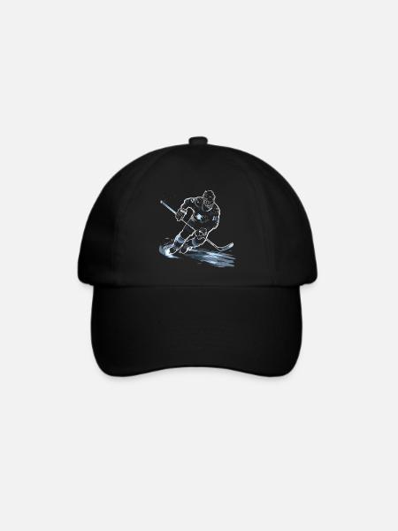 Eishockeyspieler Zeichnung - Baseballkappe - Schwarz/Schwarz