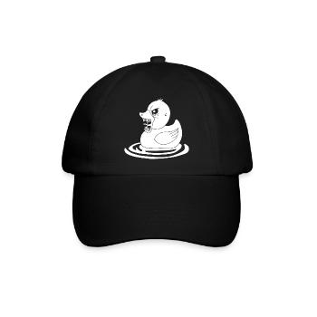 Weiße dämonische Ente - Baseballkappe - Schwarz/Schwarz - Vorne