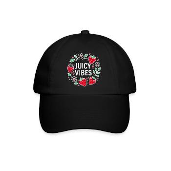 Juicy Vibes - Sommerdesign mit Erdbeeren - Baseballkappe - Schwarz/Schwarz - Vorne