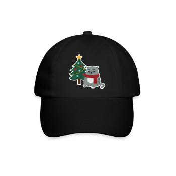 Cat Grumpy Christmas - Baseballkappe - Schwarz/Schwarz - Vorne