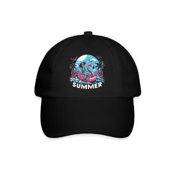 Sommer Flamingo Pfütze Skelett - Baseballkappe - Schwarz/Schwarz - Vorne