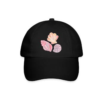 Muschel Designs Illustriert in Wasserfarben  - Baseballkappe - Schwarz/Schwarz - Vorne