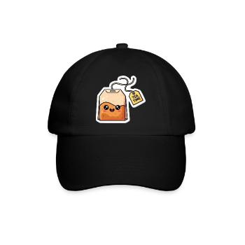 Kawaii Teebeutel Tea Time - Baseballkappe - Schwarz/Schwarz - Vorne