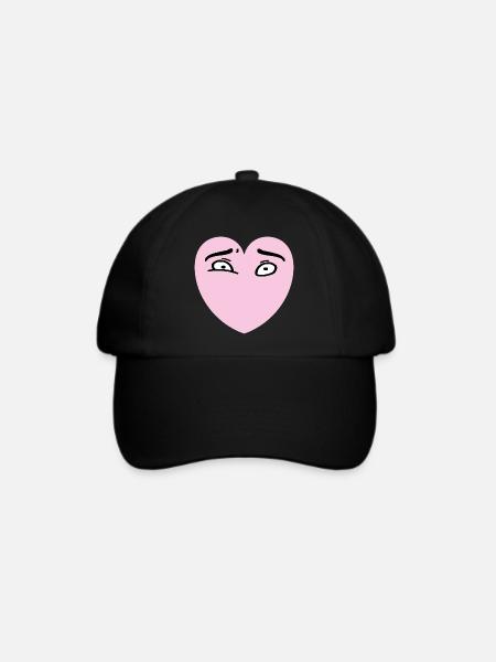 Herzaugen - Baseballkappe - Schwarz/Schwarz