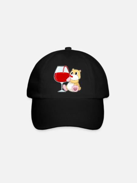 Hamster Rotwein - Baseballkappe - Schwarz/Schwarz