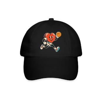 Basketball Herz Mascot Sprint - Baseballkappe - Schwarz/Schwarz - Vorne