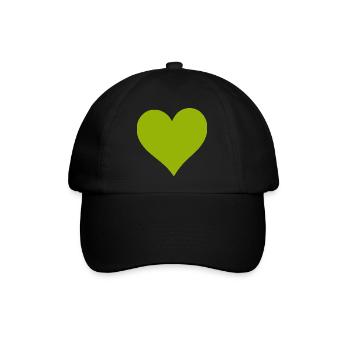 grünes Herz grün  - Baseballkappe - Schwarz/Schwarz - Vorne
