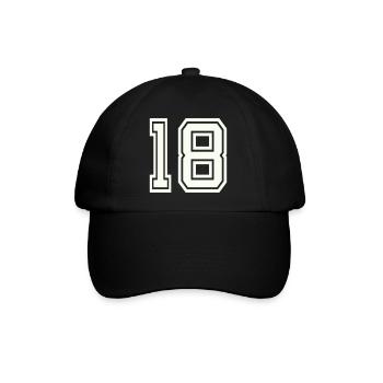 18 - Baseballkappe - Schwarz/Schwarz - Vorne