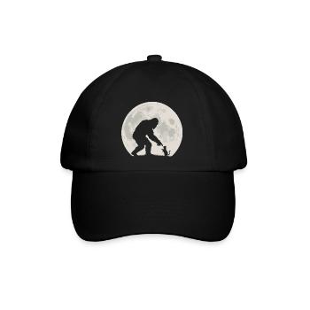 Bigfoot, Katze, Mond, Vollmond, Kätzchen - Baseballkappe - Schwarz/Schwarz - Vorne