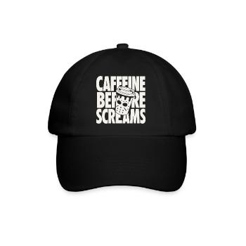 Caffeine Before Screams Horror Design - Baseballkappe - Schwarz/Schwarz - Vorne