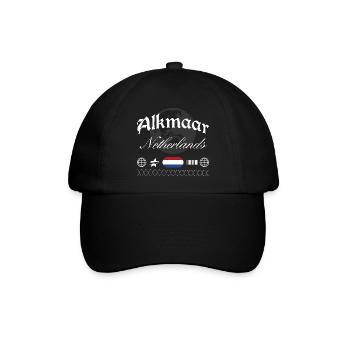 Alkmaar Niederlande Streetwear Reise Souvenir - Baseballkappe - Schwarz/Schwarz - Vorne
