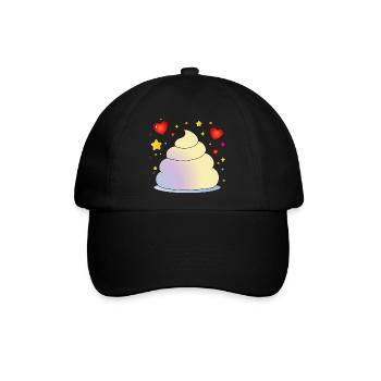 Bunte Zuckerwatte mit Herzen und Sternen - Baseballkappe - Schwarz/Schwarz - Vorne