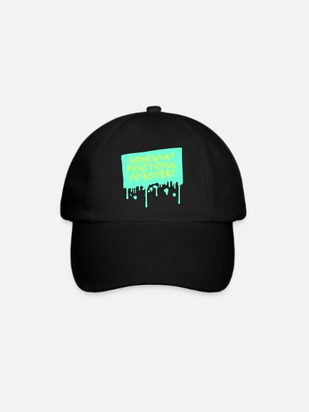 Somewhat Functional Introvert Spruch Logo Text - Baseballkappe - Schwarz/Schwarz