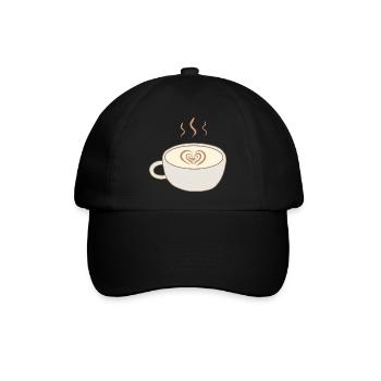 Latte Heart Cup Kunst - Baseballkappe - Schwarz/Schwarz - Vorne