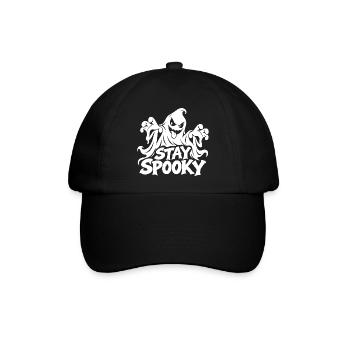 Stay Spooky Geisterdesign - Baseballkappe - Schwarz/Schwarz - Vorne