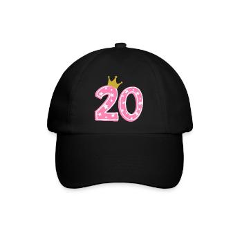 20 Krone 20. Geburtstag 20 Jahre - Baseballkappe - Schwarz/Schwarz - Vorne
