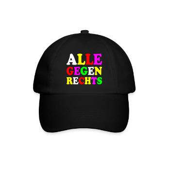 Alle gegen rechts - Baseballkappe - Schwarz/Schwarz - Vorne