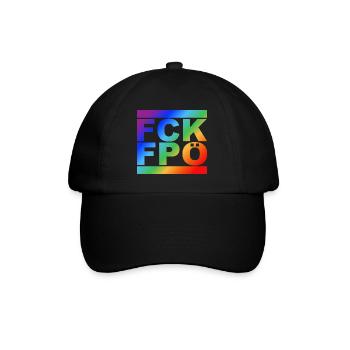 FCK FPÖ - LGBTQ - Zeichen setzen gegen Rechts - Baseballkappe - Schwarz/Schwarz - Vorne