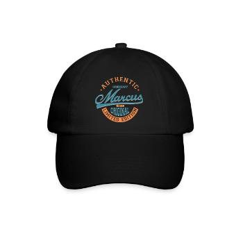 Marcus tshirt personalisierte Geschenk Name Marcus - Baseballkappe - Schwarz/Schwarz - Vorne