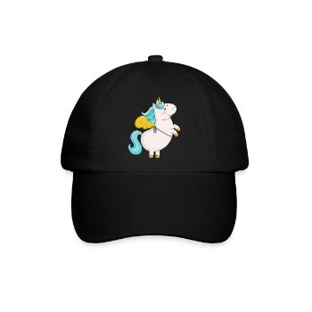 Fliegendes Comic Einhorn - Baseballkappe - Schwarz/Schwarz - Vorne