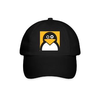 Linux Pinguin - Baseballkappe - Schwarz/Schwarz - Vorne