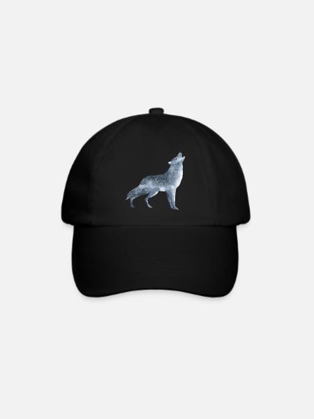 Heulender Wolf im Mondschein - Baseballkappe - Schwarz/Schwarz
