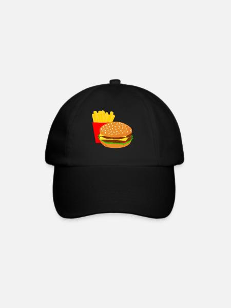 Burger Pommes Food Lover Geschenk Geschenkidee - Baseballkappe - Schwarz/Schwarz