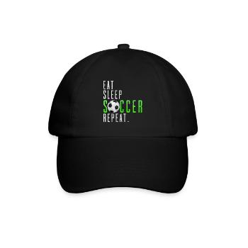 Eat Sleep Soccer Repeat Fußball Spruch Geschenk - Baseballkappe - Schwarz/Schwarz - Vorne
