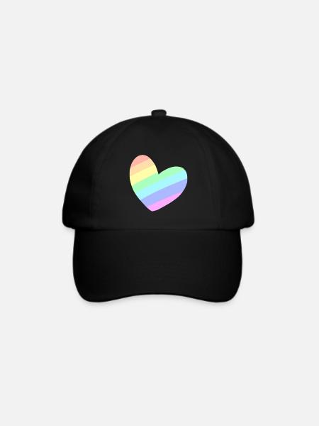 Pastal Rainbow Herz - Baseballkappe - Schwarz/Schwarz