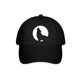 Wolf Mond Vollmond Nacht heulen - Baseballkappe - Schwarz/Schwarz - Vorne