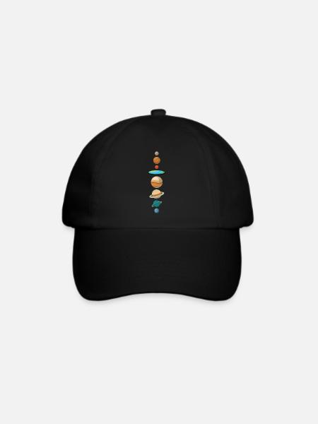 Flache Erde alle Planeten rund Lustiges Geschenk - Baseballkappe - Schwarz/Schwarz