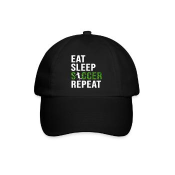 Eat Sleep Soccer Repeat Fussball Fussballspieler - Baseballkappe - Schwarz/Schwarz - Vorne