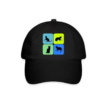 Katze Katze Katze Katze Katze Katze, Geschenk - Baseballkappe - Schwarz/Schwarz - Vorne