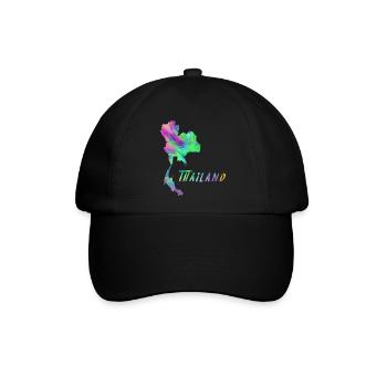 Thailand Landkarte im farbenfrohen Design Geschenk - Baseballkappe - Schwarz/Schwarz - Vorne