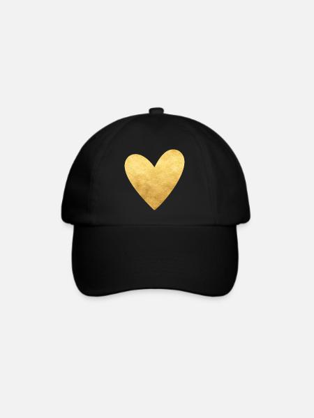 Herz gold I Symbol Liebe Geschenk - Baseballkappe - Schwarz/Schwarz