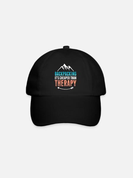 Backpacker Therapie - Baseballkappe - Schwarz/Schwarz