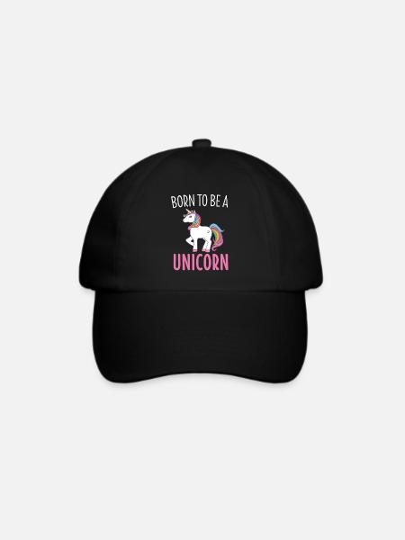 Einhorn Shirt Mädchen Pferde Magisch Geschenk - Baseballkappe - Schwarz/Schwarz