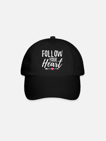 Folge deinem Herzen - Baseballkappe - Schwarz/Schwarz