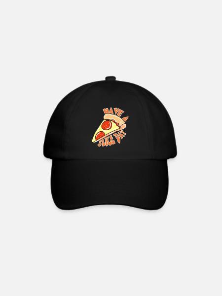 Pizza - Baseballkappe - Schwarz/Schwarz