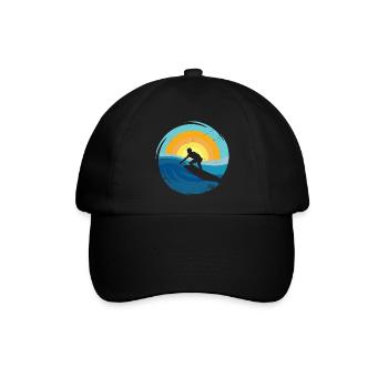 Surfer - Surfboard - Baseballkappe - Schwarz/Schwarz - Vorne