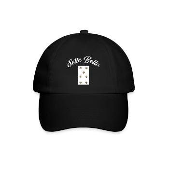 Sette Bello - Goldene Sieben - Sizilien Design - Baseballkappe - Schwarz/Schwarz - Vorne