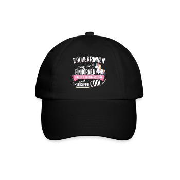 Bauherrin Bauherr Hausbau Einhorn Spruch - Baseballkappe - Schwarz/Schwarz - Vorne