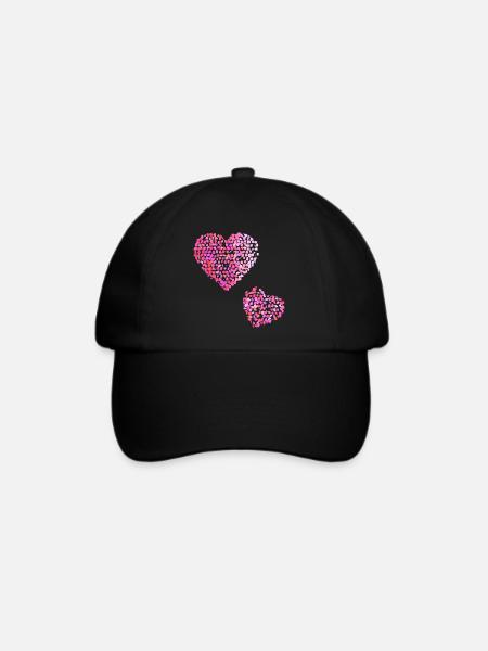 Zwei rosa Herzen - Baseballkappe - Schwarz/Schwarz