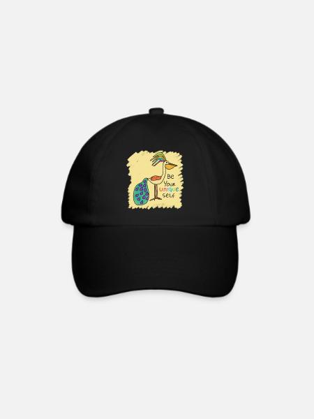 Schöner Vogel, lustig, speziell, einzigartig mit Text - Baseballkappe - Schwarz/Schwarz