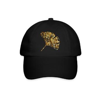 Ginkgo Biloba Blatt vergoldet Geschenk Gold Asia - Baseballkappe - Schwarz/Schwarz - Vorne