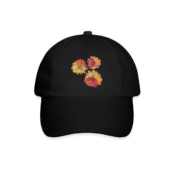 Blumen mit Blumen Muster - Baseballkappe - Schwarz/Schwarz - Vorne