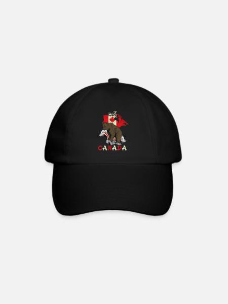 Kanada Bär Design mit Landkarte und Flagge - Baseballkappe - Schwarz/Schwarz