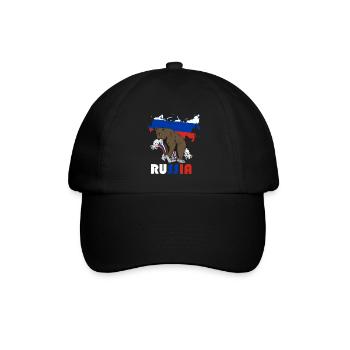 Russland Bär Design mit Landkarte und Flagge - Baseballkappe - Schwarz/Schwarz - Vorne