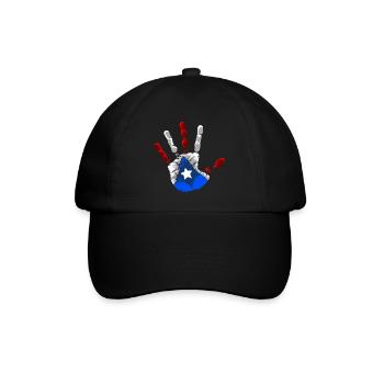 Puerto Rico Handabdruck - Boricua Flagge - Baseballkappe - Schwarz/Schwarz - Vorne